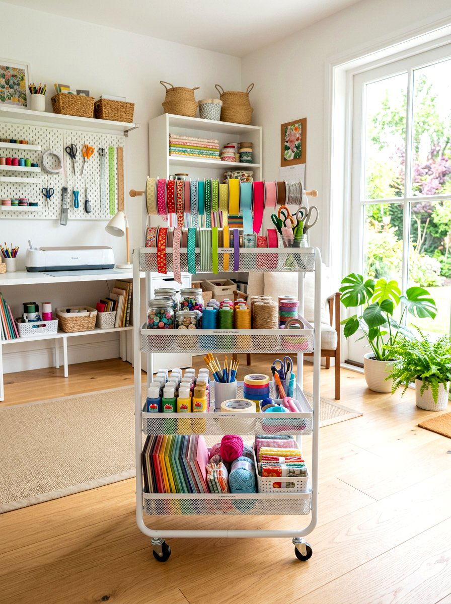 Rolling Decor Supply Station - 30 organizing seasonal decor ideas
