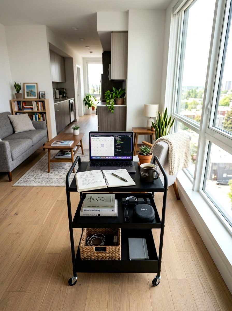 Rolling Desk Cart - 30 apartment office ideas