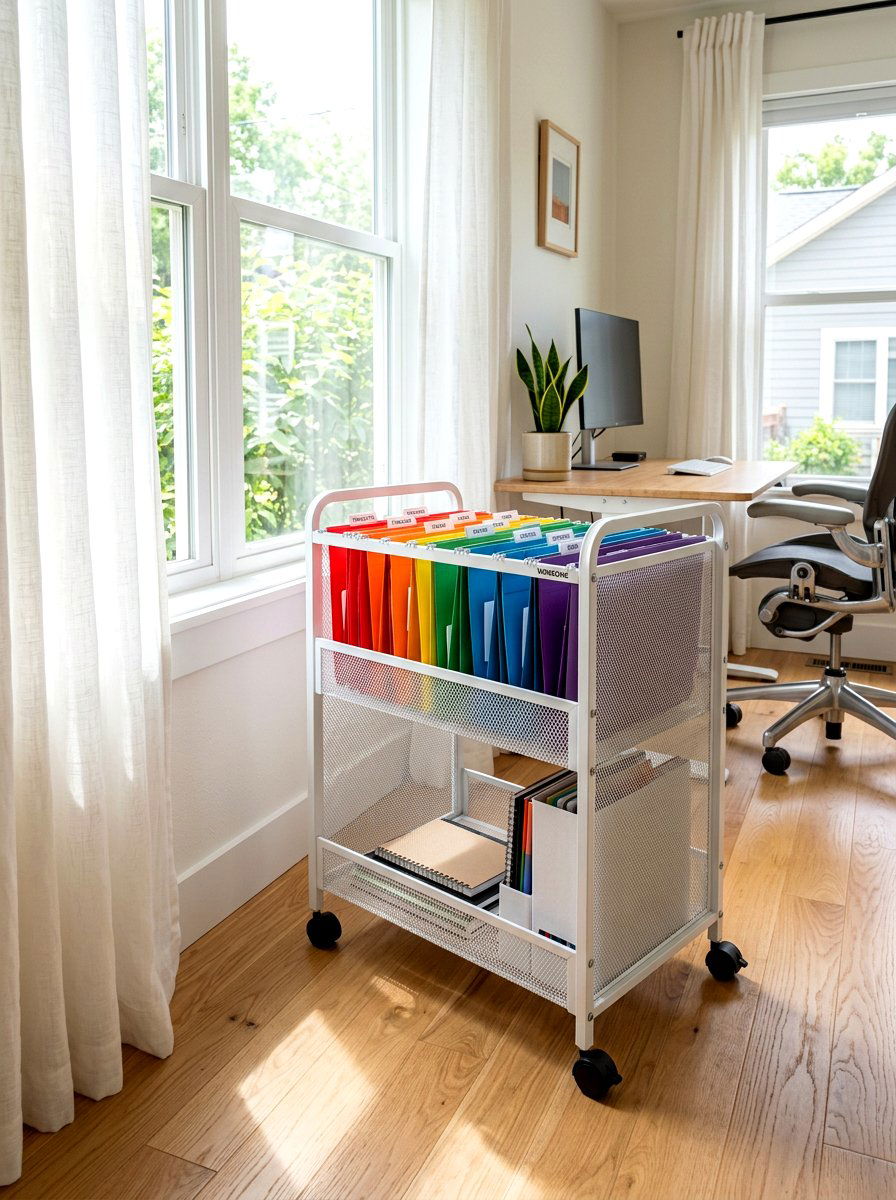 Rolling File Cart - 30 office file storage ideas