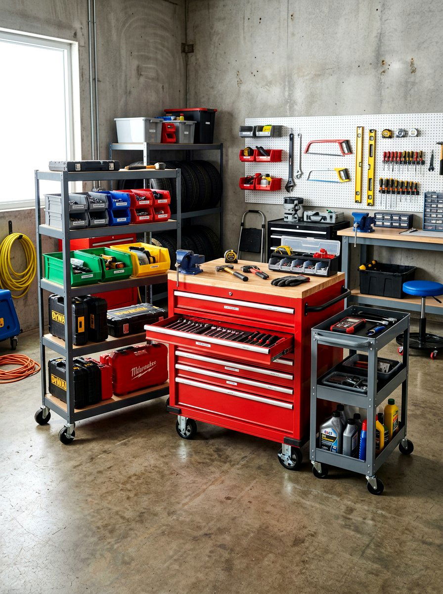 Rolling Garage Storage Carts - 30 garage shelving ideas