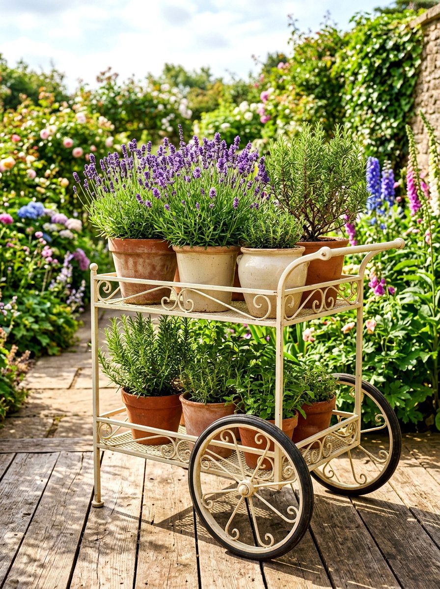 Rolling Garden Cart - 30 container garden stand ideas