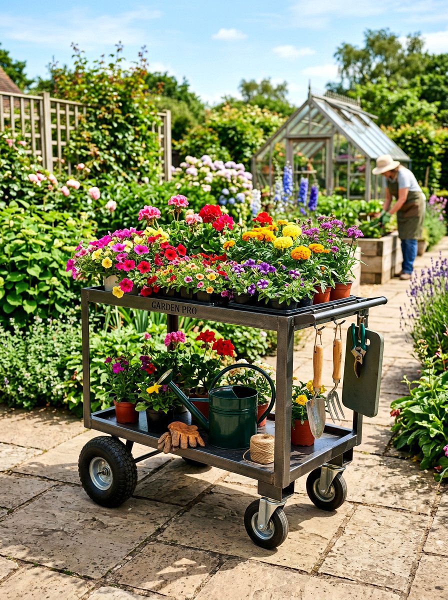 Rolling Garden Cart - 30 backyard planter ideas