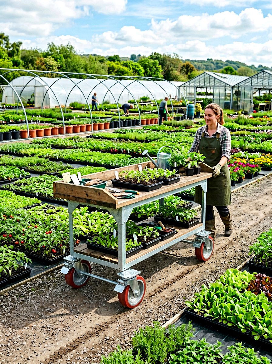 Rolling Greenhouse Work Bench - 30 greenhouse potting bench ideas