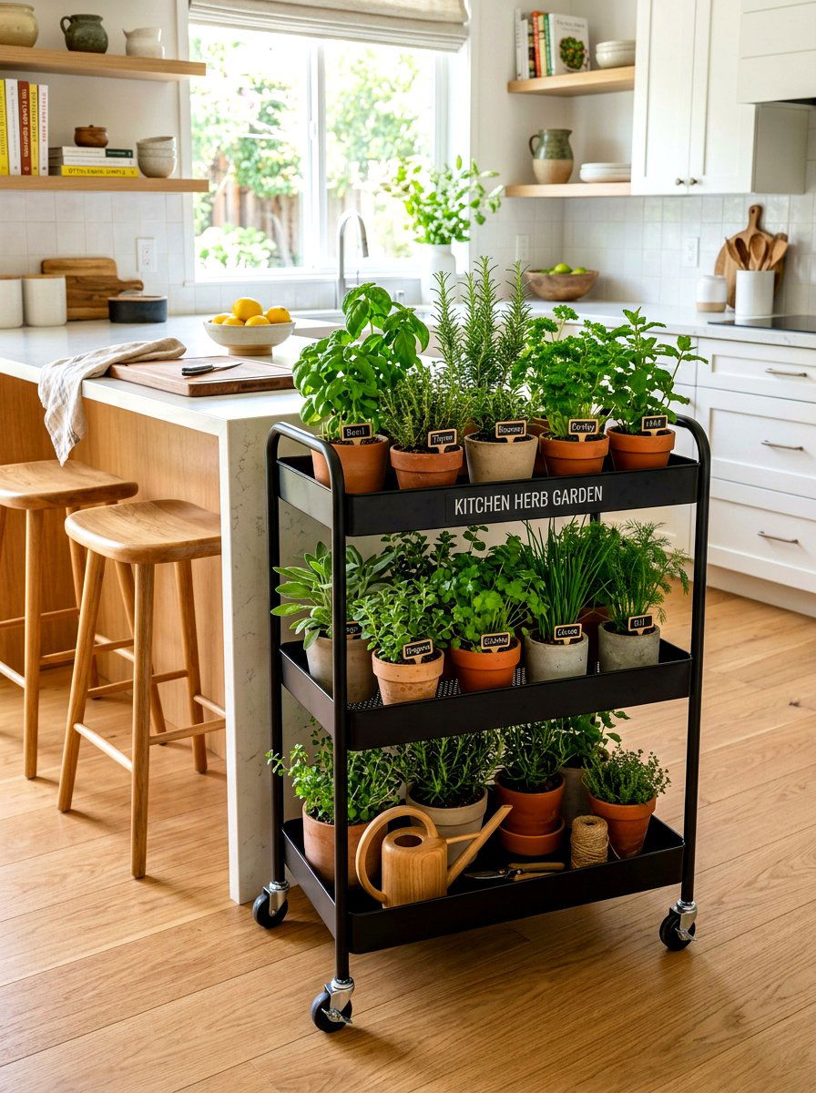 Rolling Herb Cart For Kitchen - 30 indoor herb garden ideas