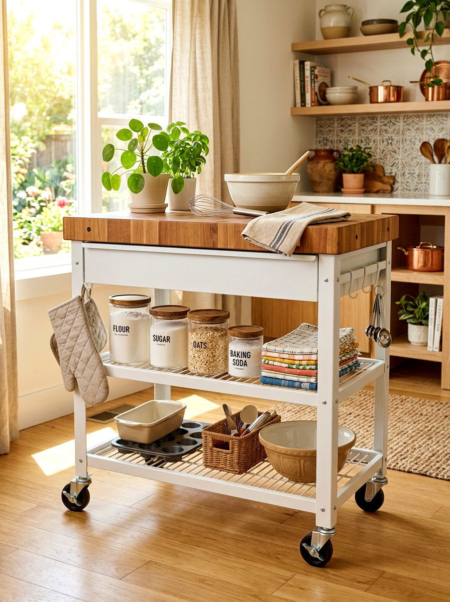 Rolling Kitchen Baking Cart - 30 baking pantry ideas