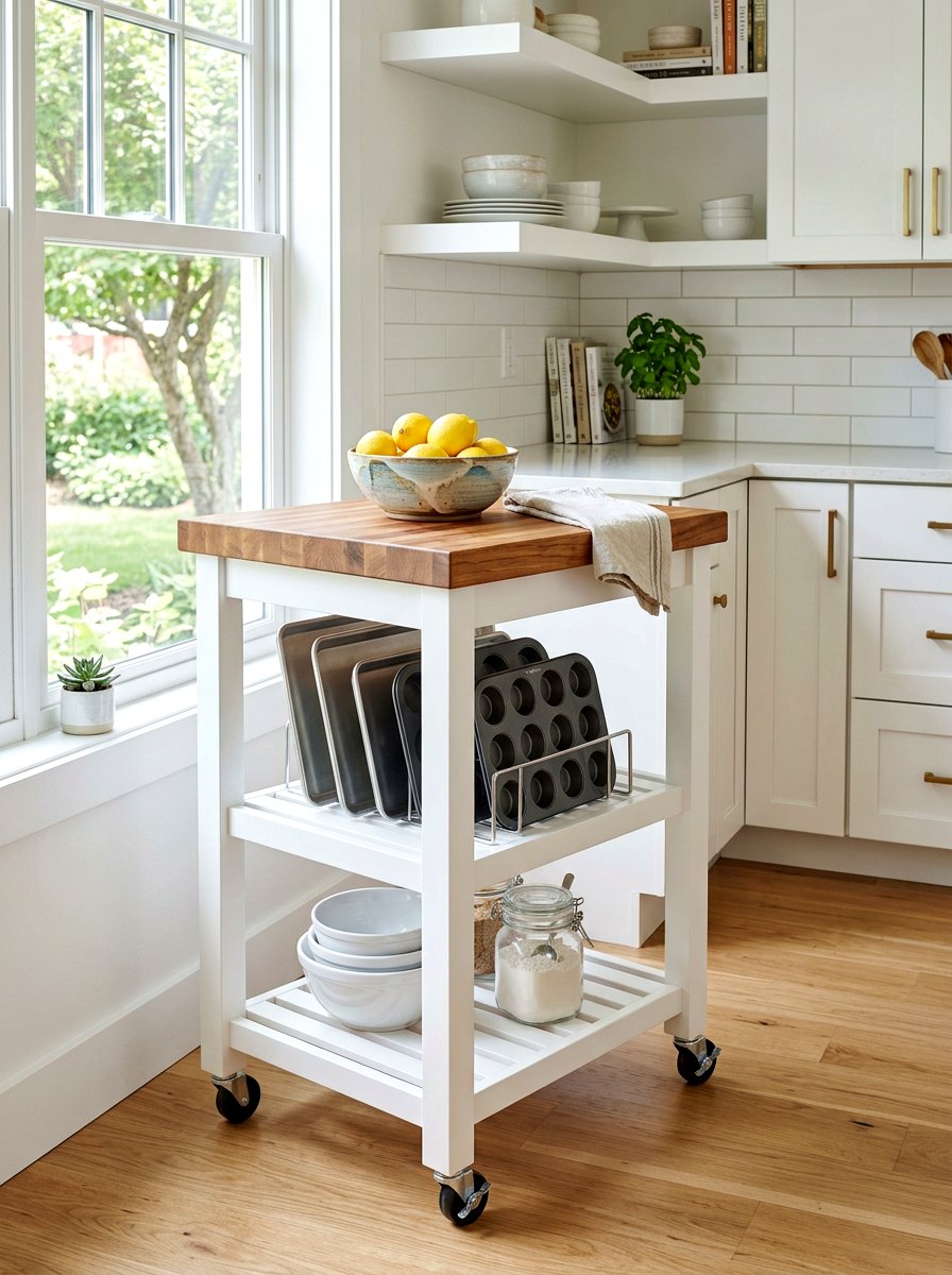 Rolling Kitchen Cart - 30 baking sheet storage ideas
