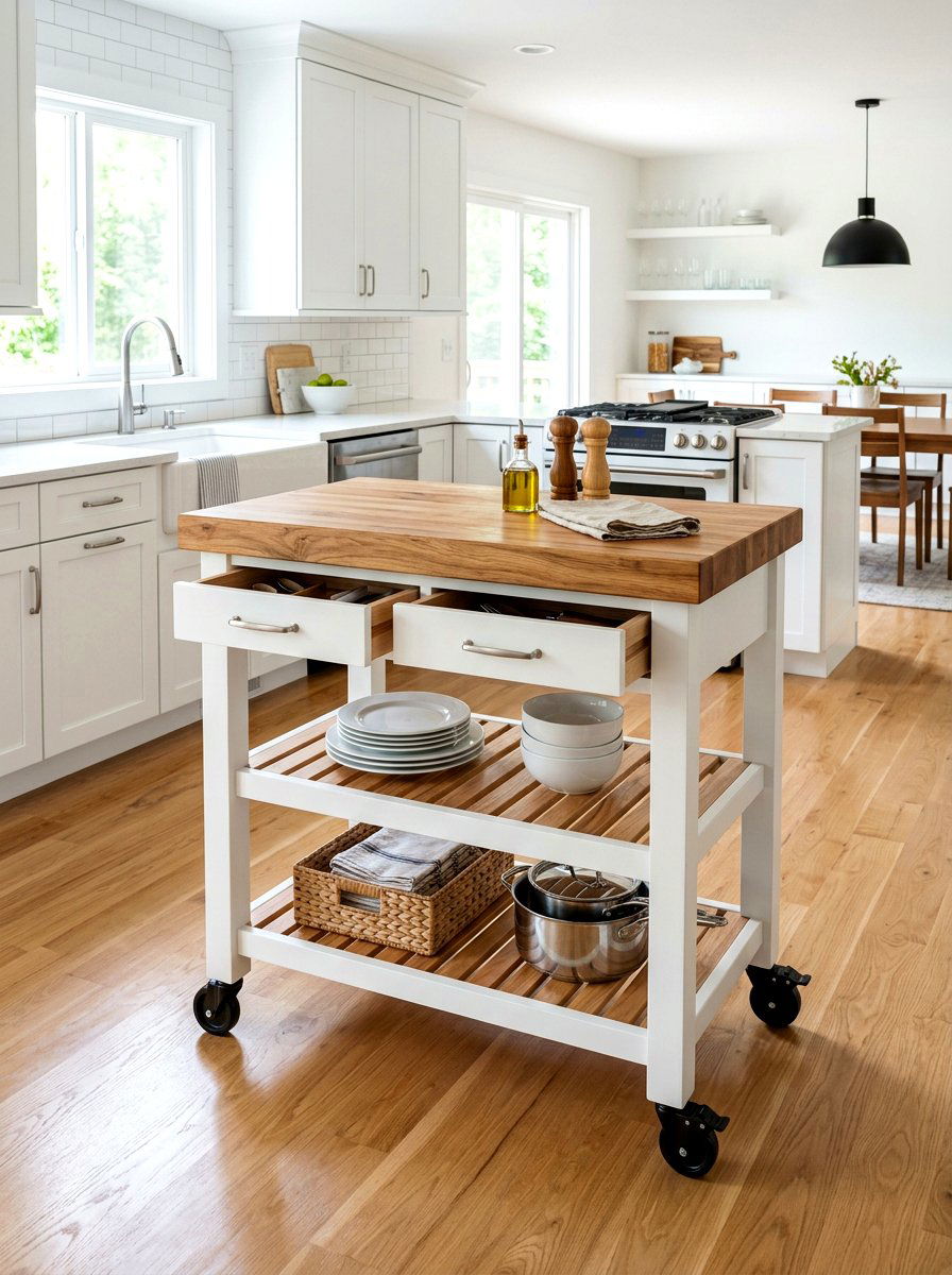 Rolling Kitchen Island Cart - 30 tiny house kitchen ideas