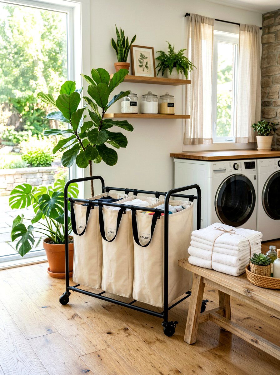 Rolling Laundry Cart - 30 laundry sorting station ideas