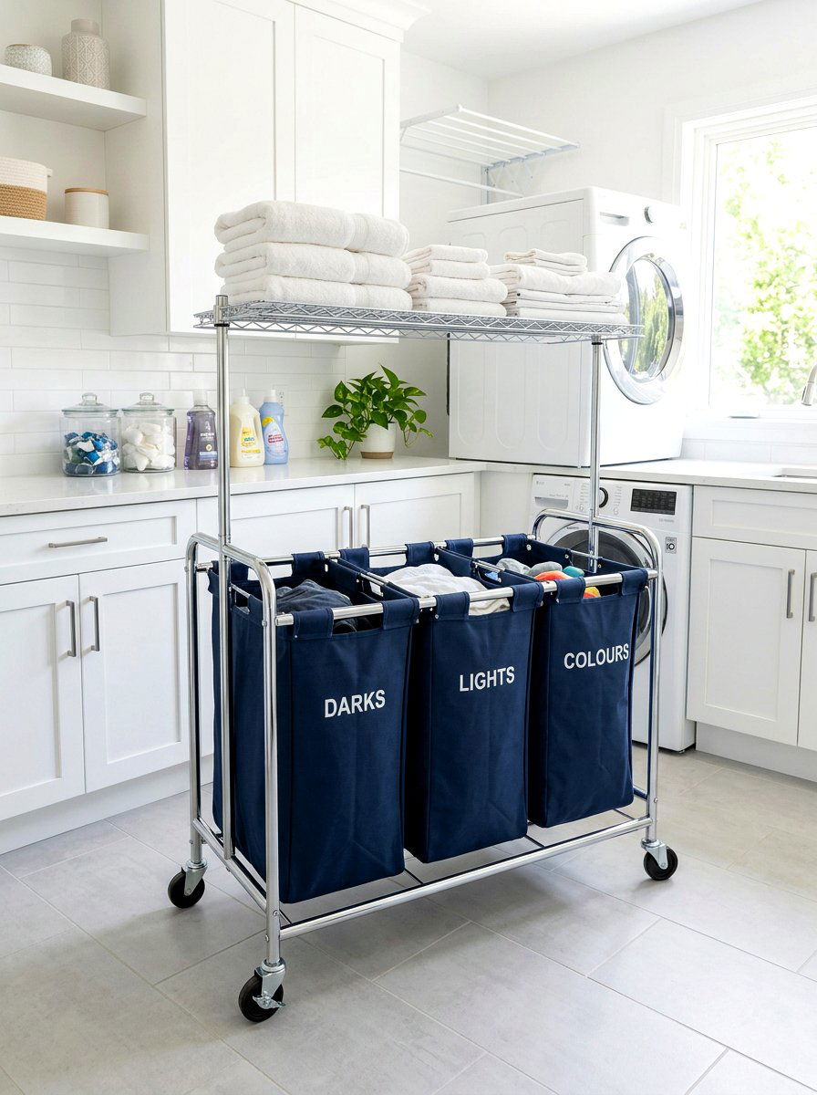 Rolling Laundry Cart - 30 laundry room organization ideas