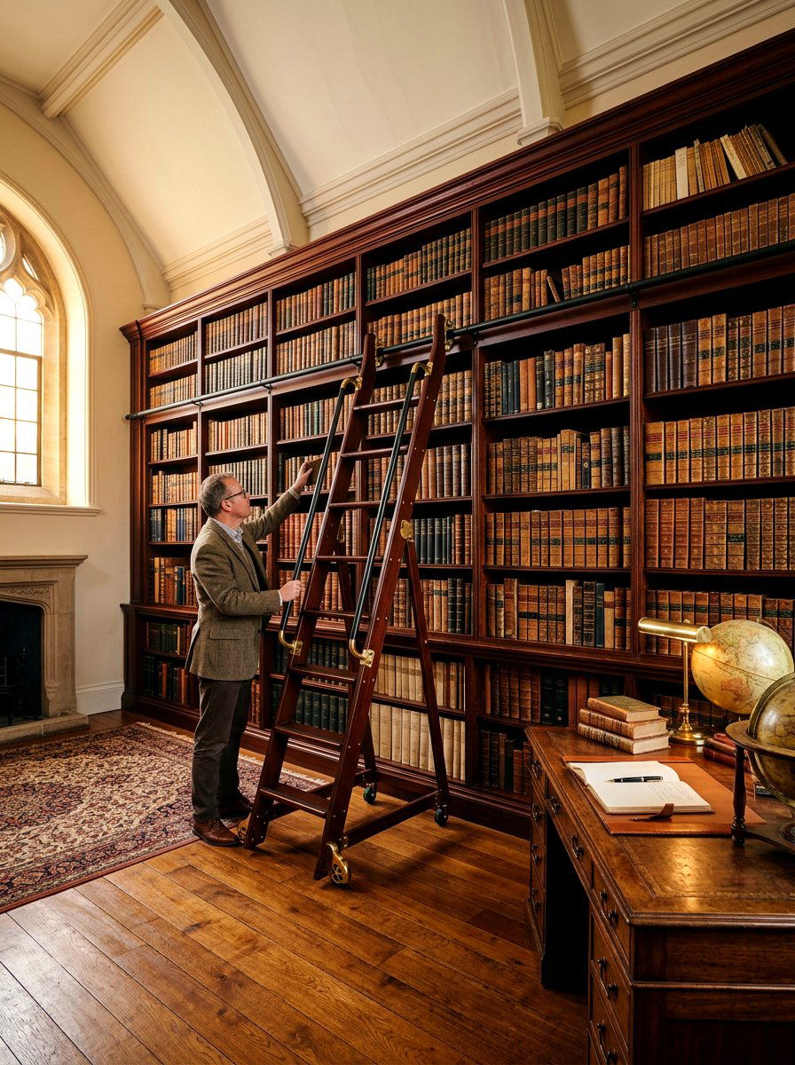 Rolling Library Ladder - 30 archive room office ideas