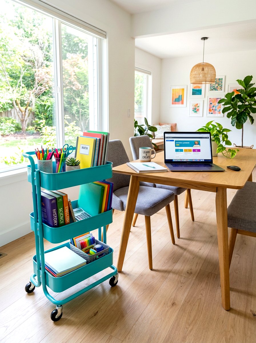 Rolling Mobile Cart Desk - 30 homework station ideas
