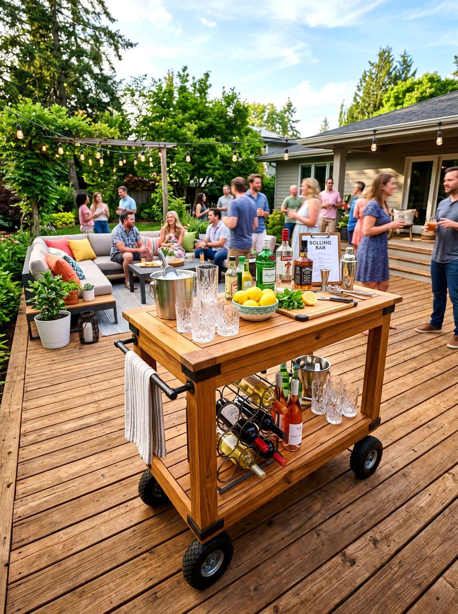 Rolling Outdoor Bar - 30 outdoor buffet cabinet ideas