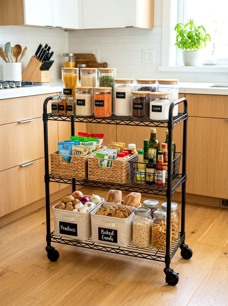 Rolling Pantry Cart - 30 zero waste pantry ideas
