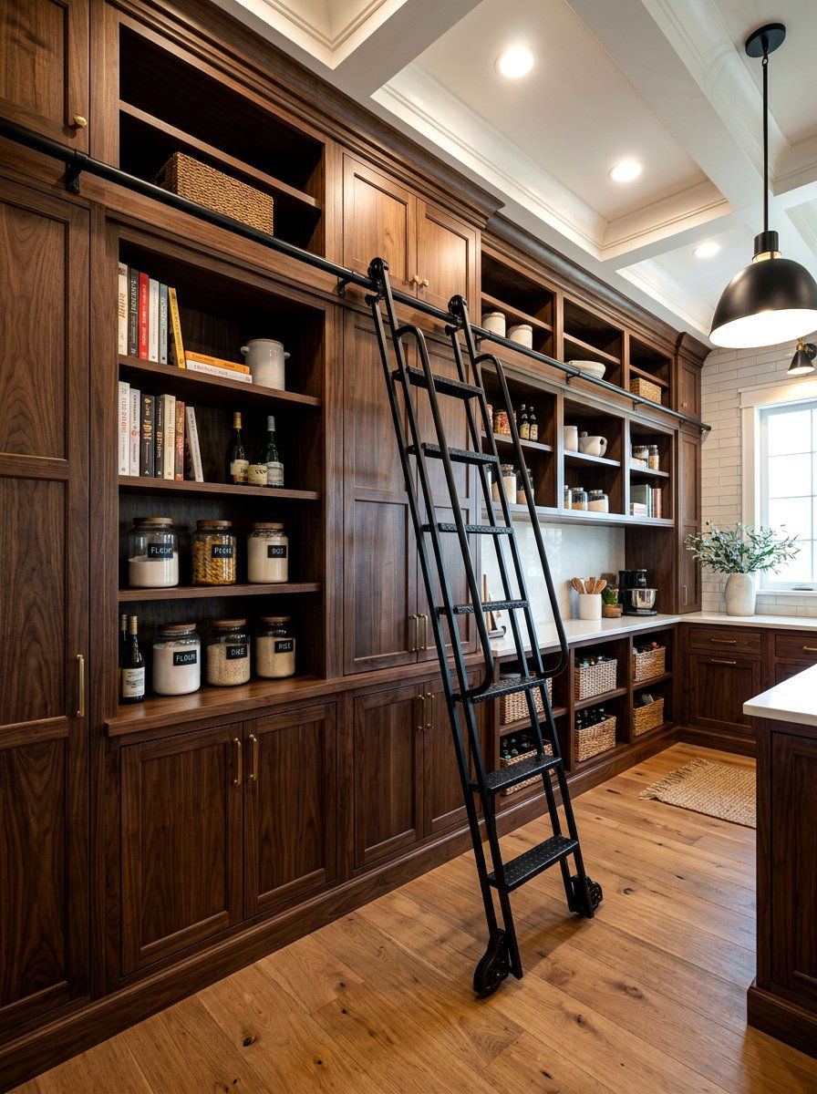 Rolling Pantry Ladder - 30 butler pantry storage ideas