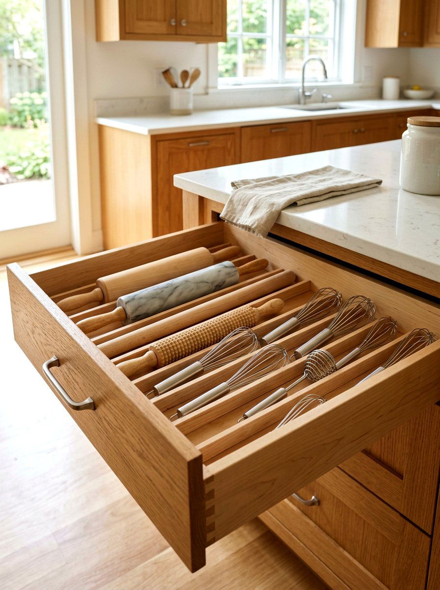 Rolling Pin And Whisk Dividers - 30 kitchen drawer divider ideas