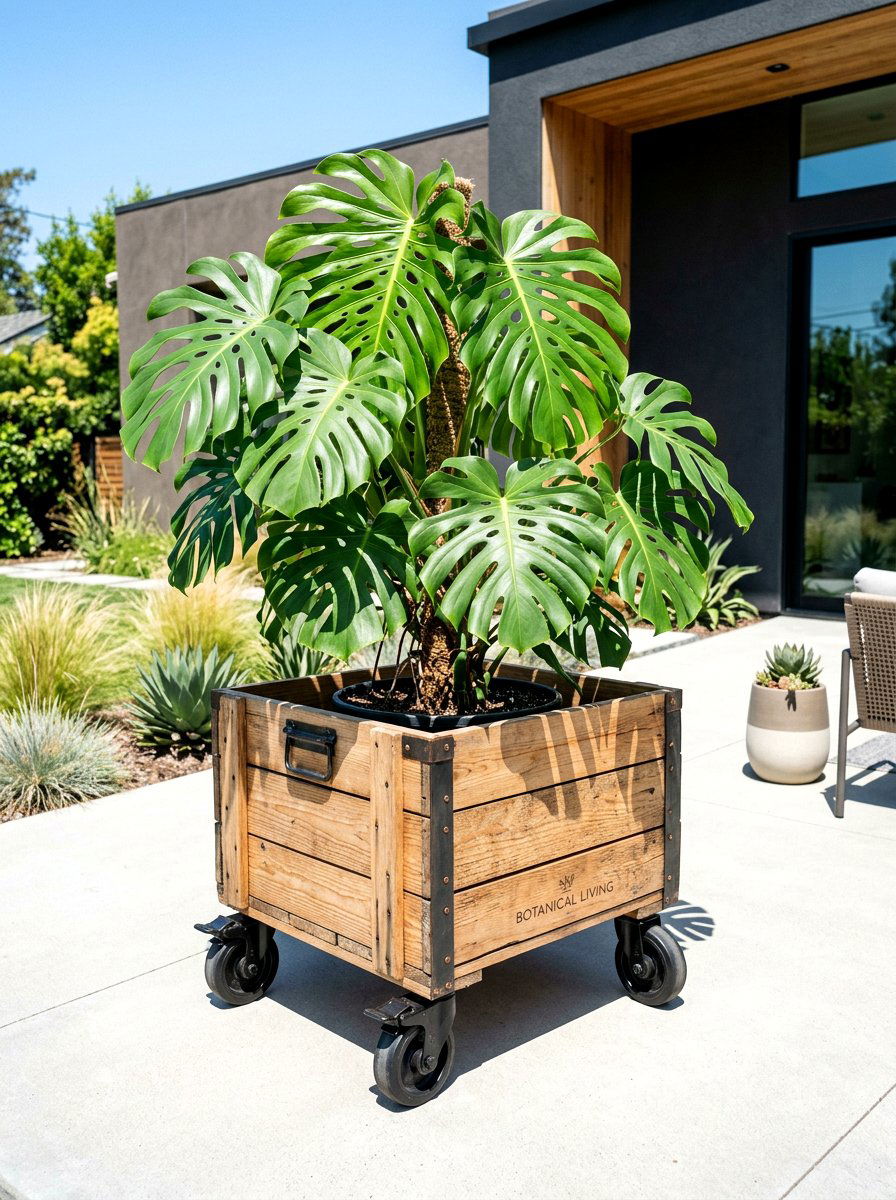 Rolling Plant Stand Crate - 30 garden crate storage ideas