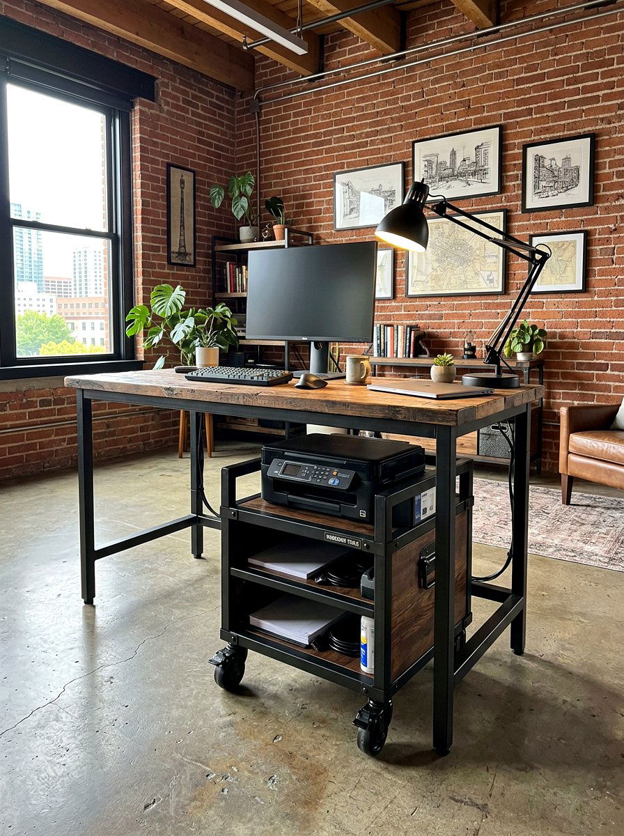 Rolling Printer Cabinet Under Desk - 30 hidden printer cabinet ideas