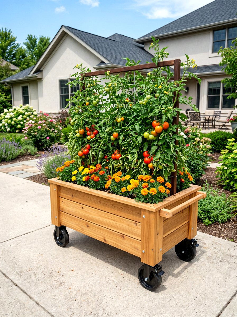 Rolling Raised Garden Bed - 30 compact kitchen garden ideas