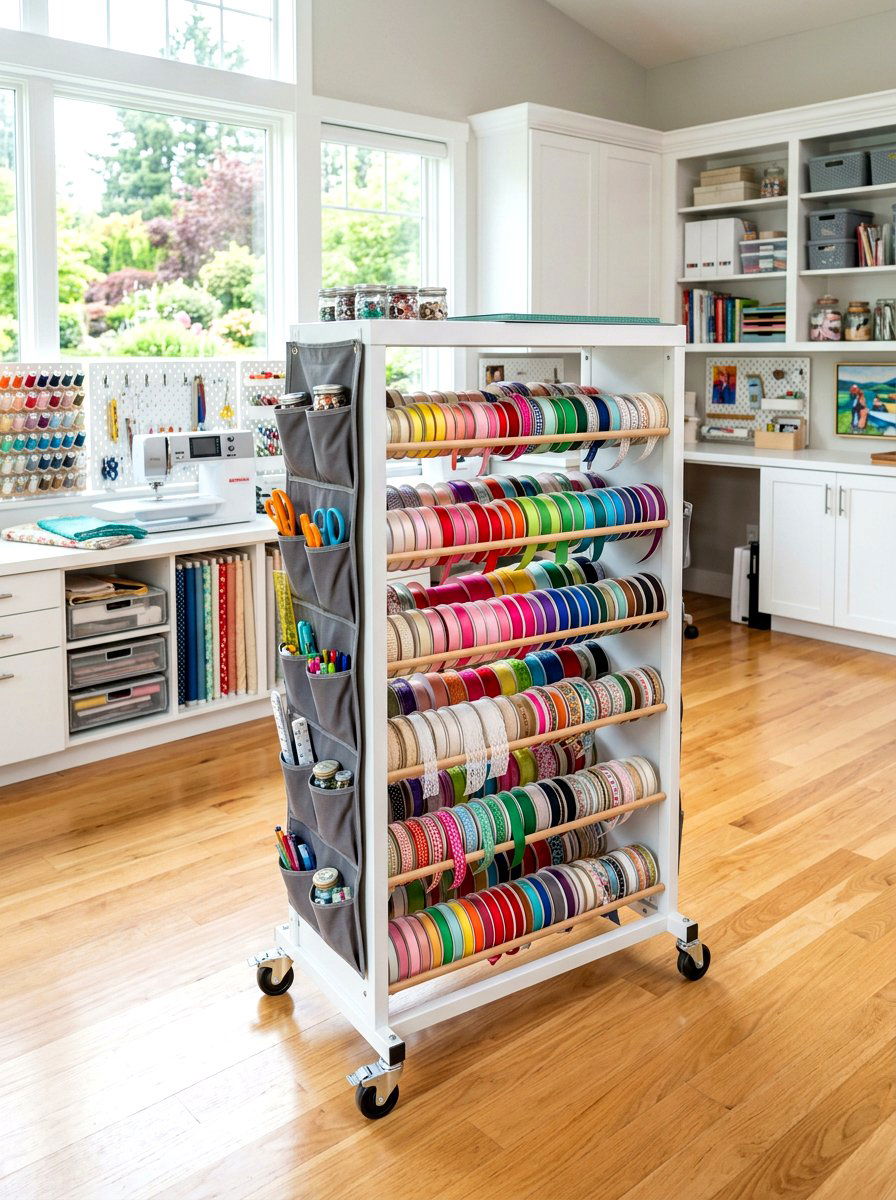 Rolling Ribbon Cart - 30 ribbon storage ideas