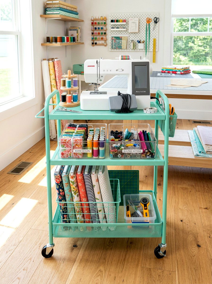 Rolling Sewing Cart - 30 sewing storage ideas