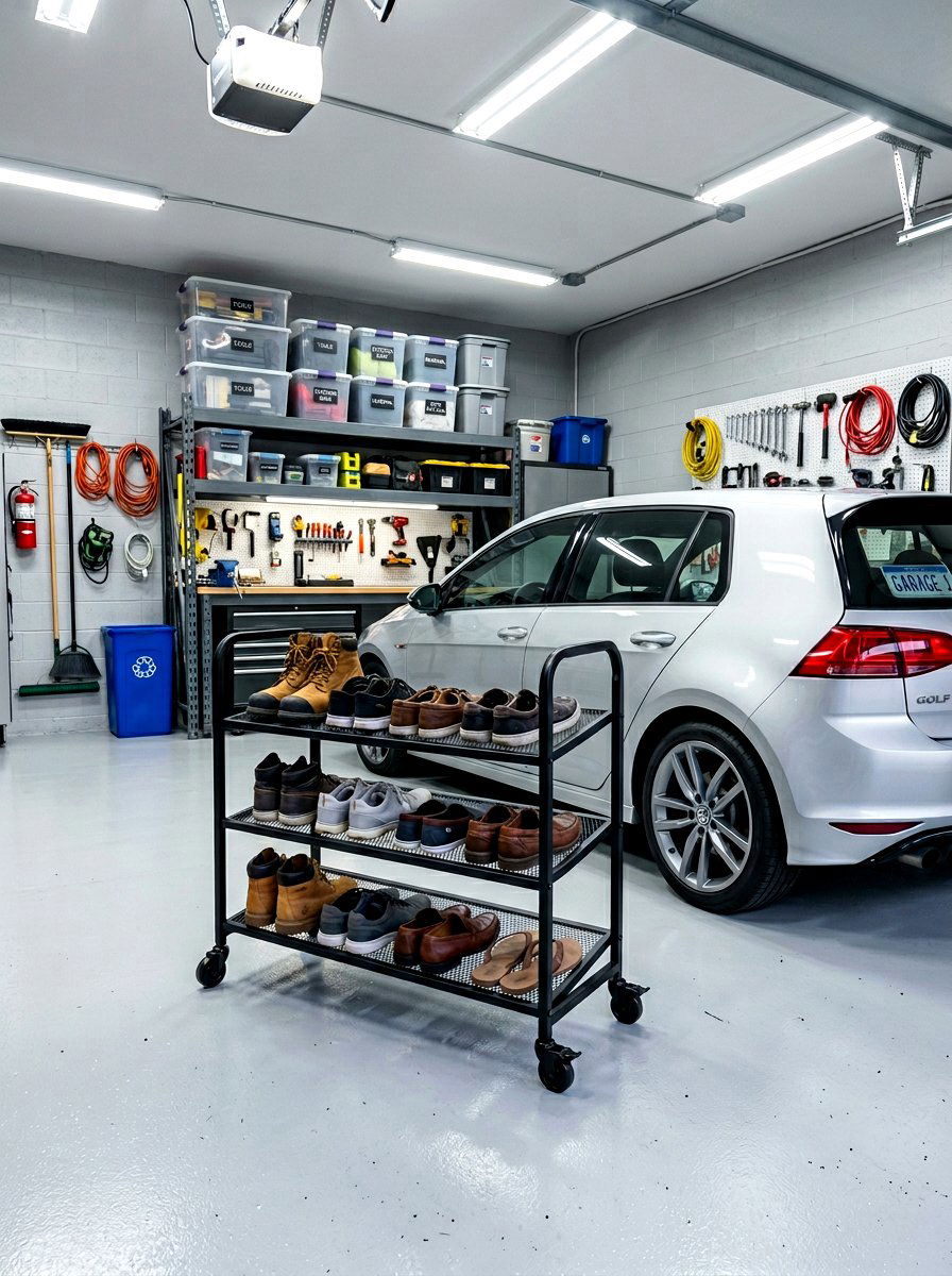 Rolling Shoe Rack - 30 garage shoe storage ideas