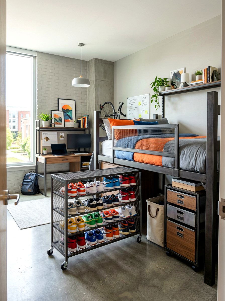 Rolling Shoe Racks - 30 dorm storage under bed ideas