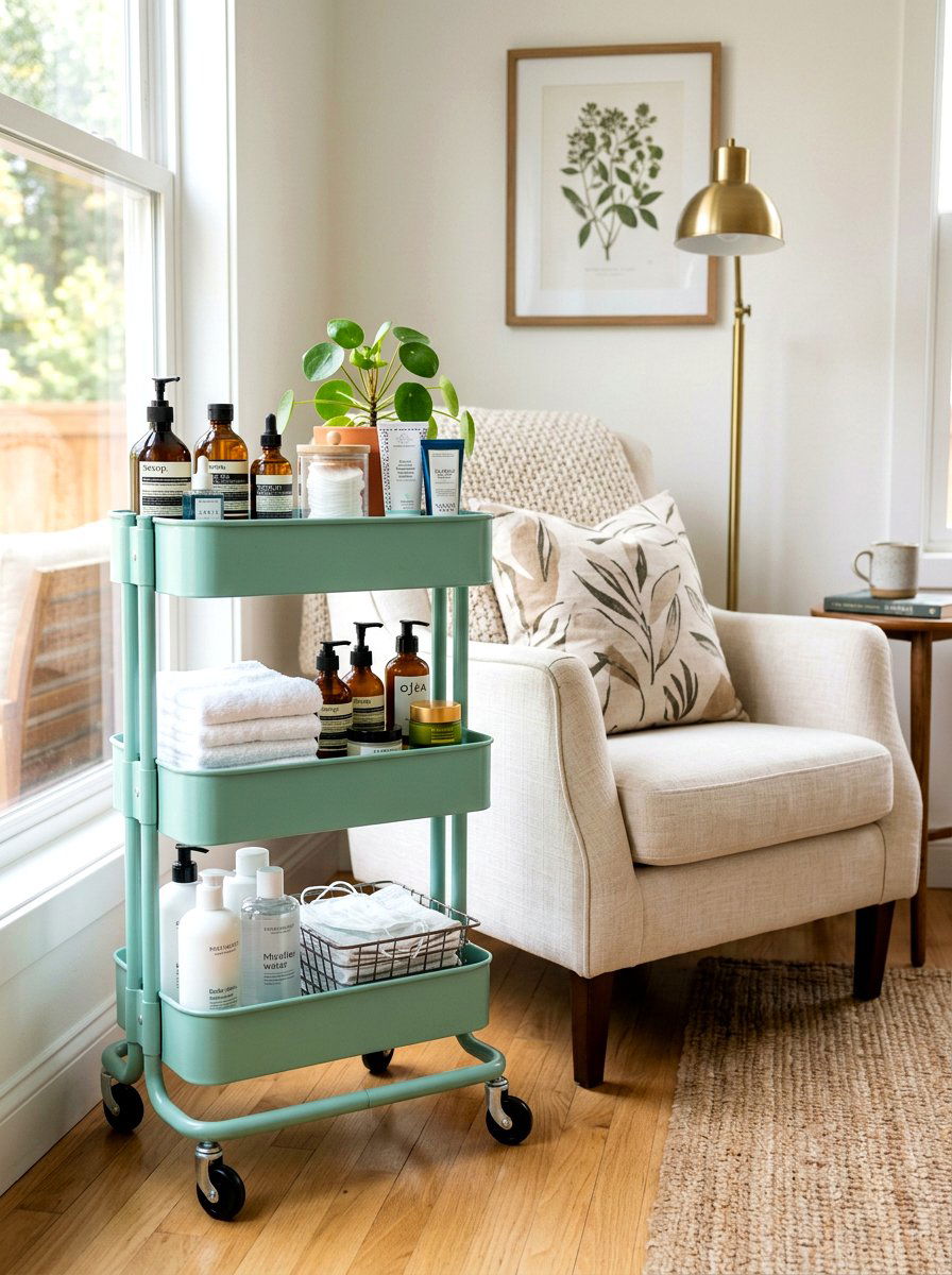 Rolling Skincare Cart - 30 skincare station ideas