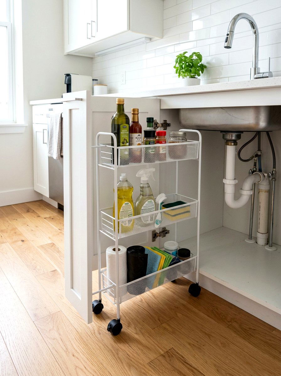 Rolling Slim Storage Cart - 30 under sink storage rental ideas