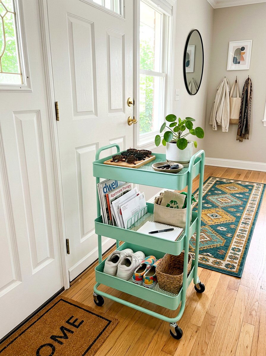 Rolling Storage Cart - 30 small entry storage ideas