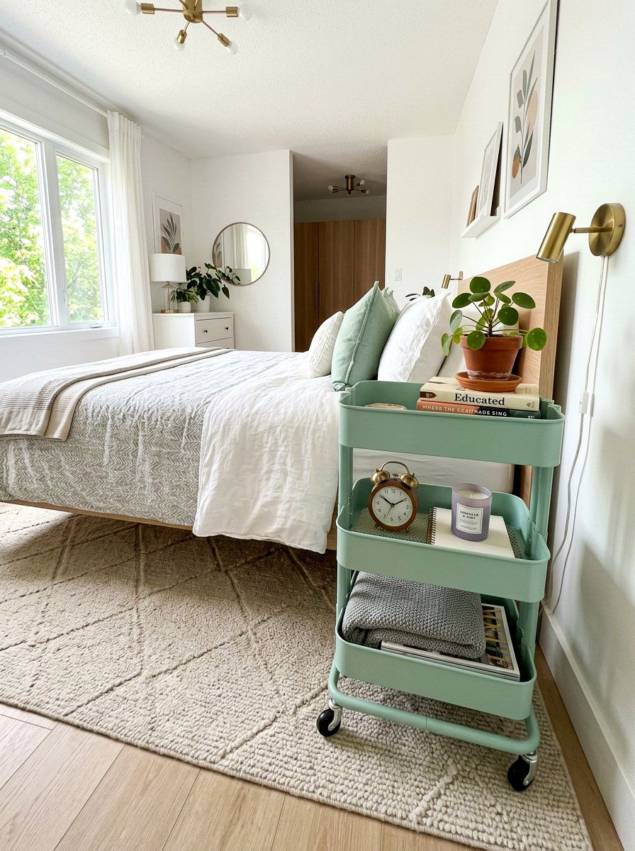 Rolling Storage Cart - 30 bedroom storage ideas