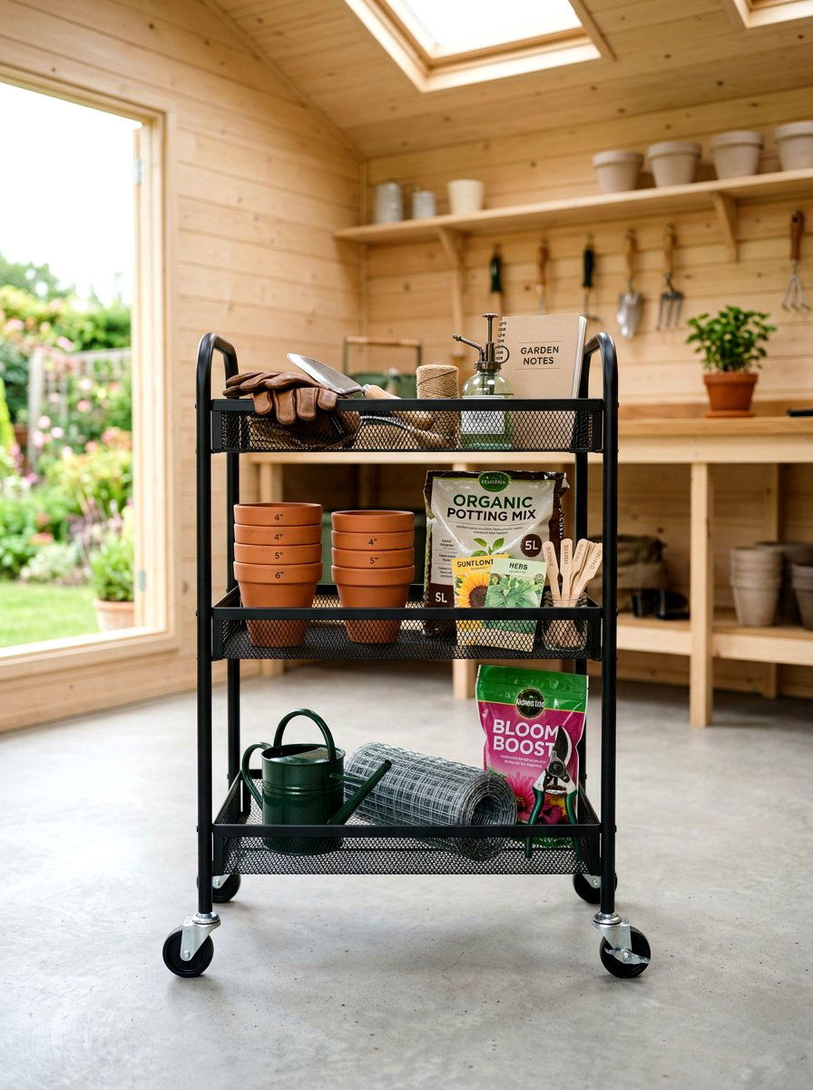 Rolling Storage Cart - 30 garden shed storage ideas