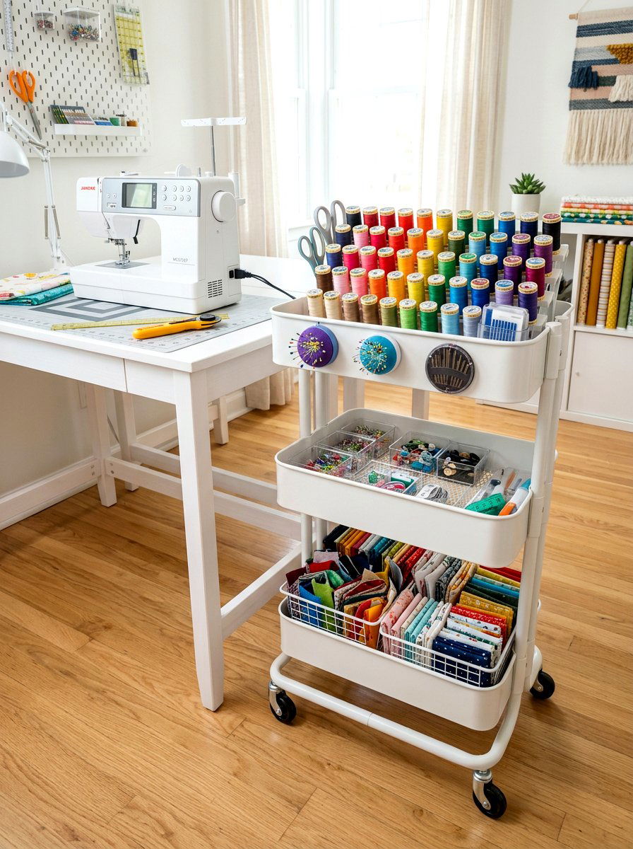 Rolling Supply Cart - 30 sewing room ideas