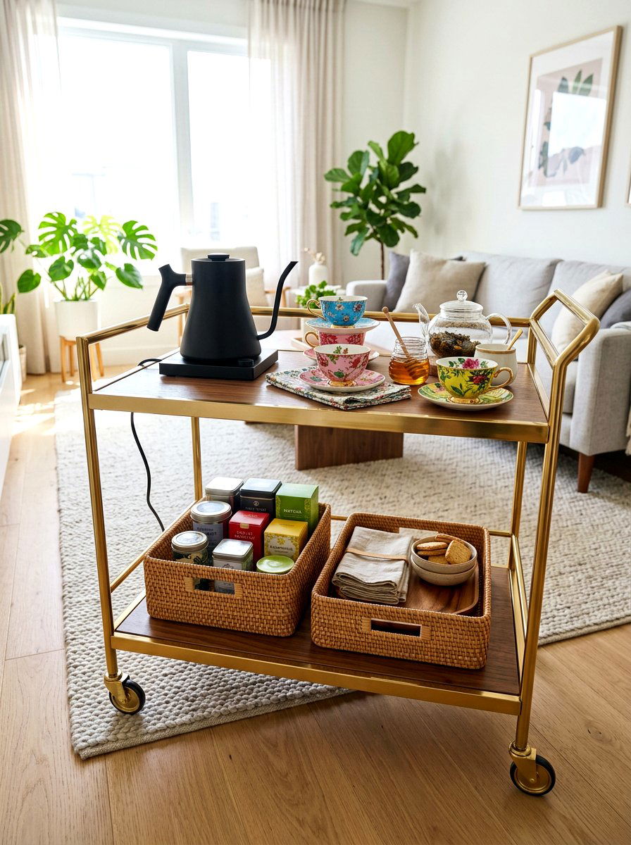 Rolling Tea Cart - 30 tea station ideas
