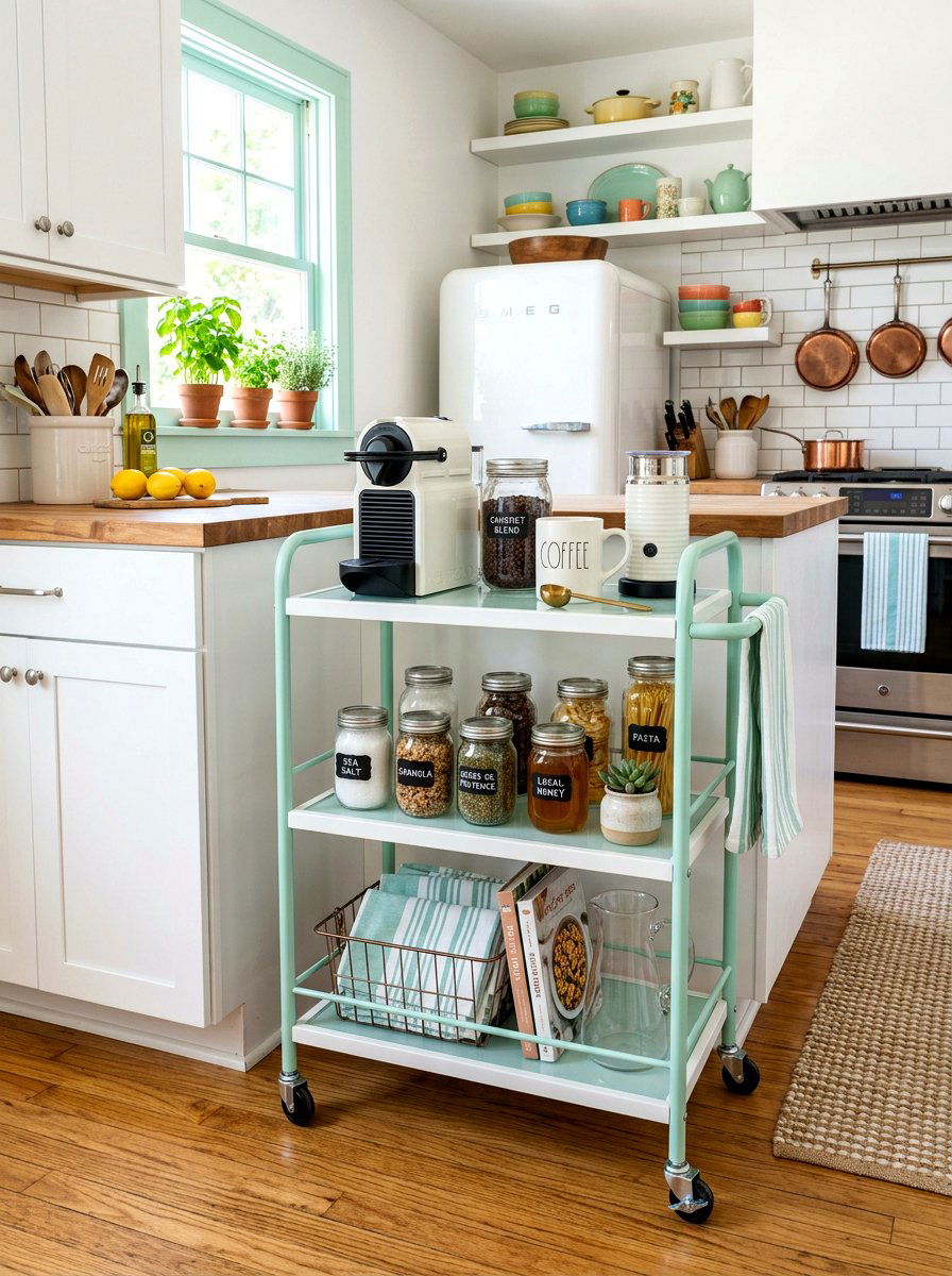 Rolling Utility Cart - 30 apartment organization reset ideas