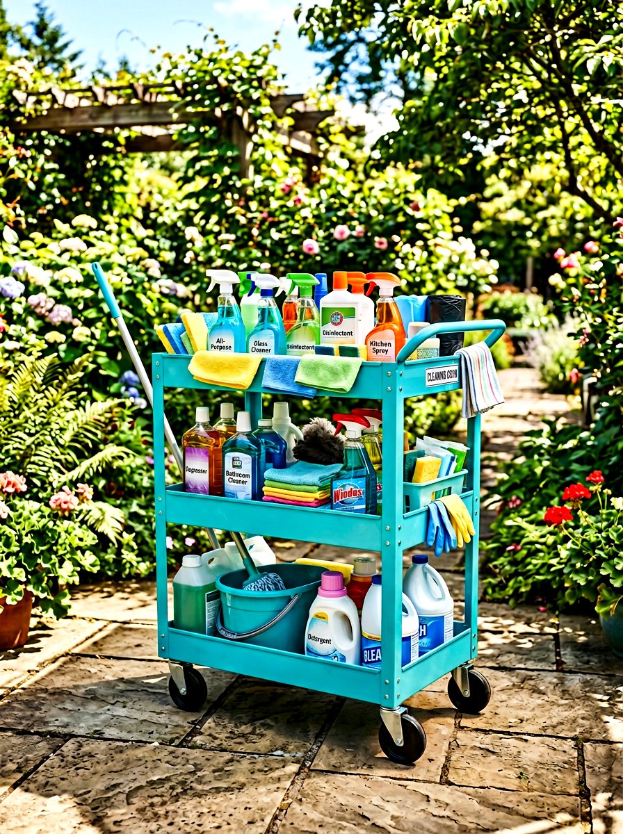Rolling Utility Cart - 30 cleaning closet organization ideas