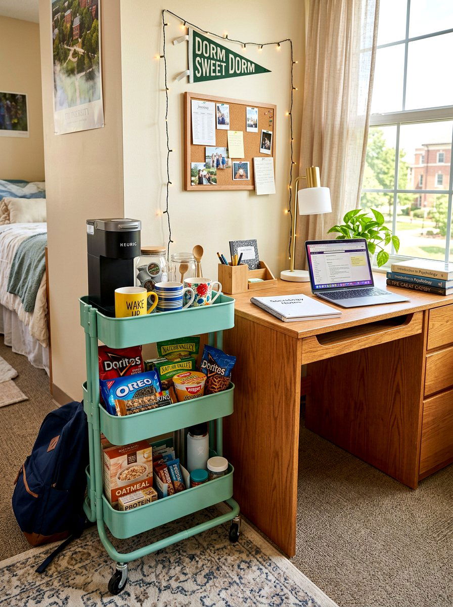 Rolling Utility Cart - 30 dorm storage ideas
