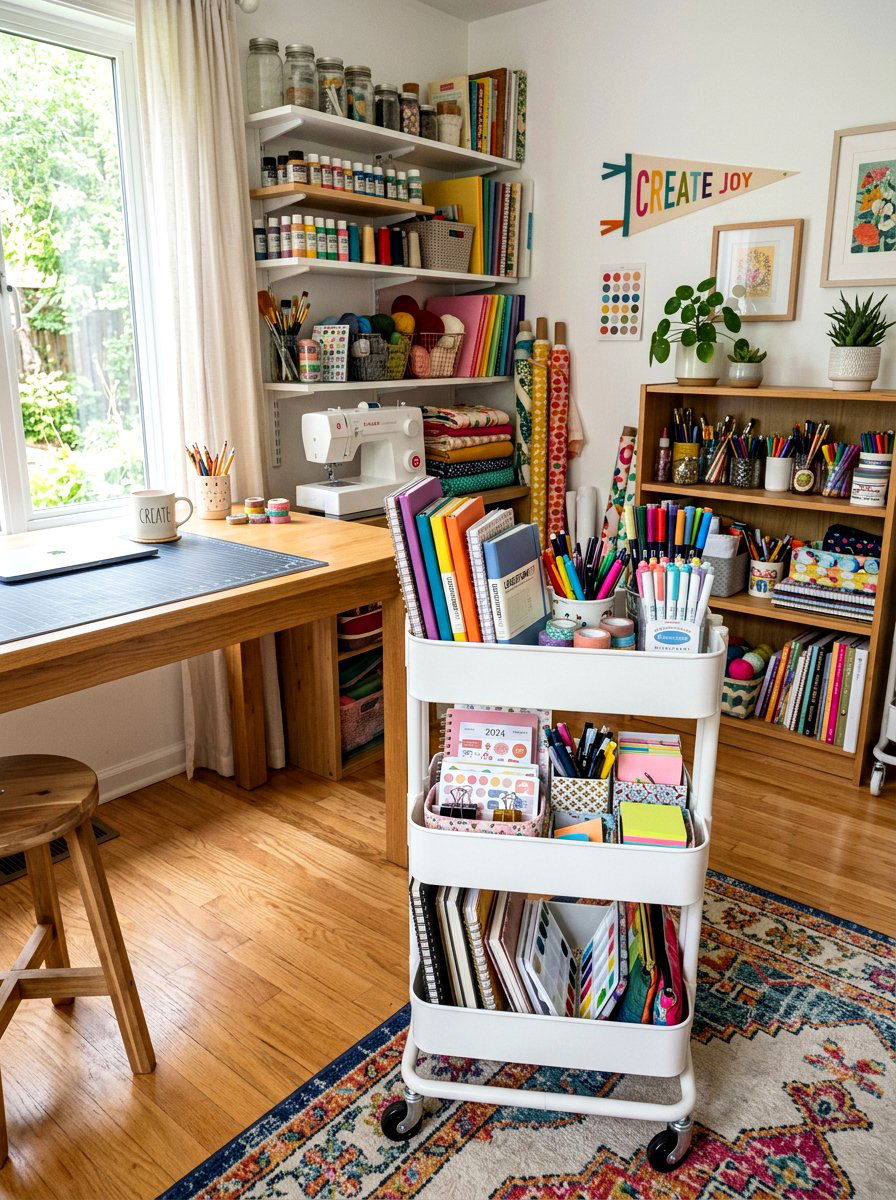 Rolling Utility Cart - 30 notebook storage ideas