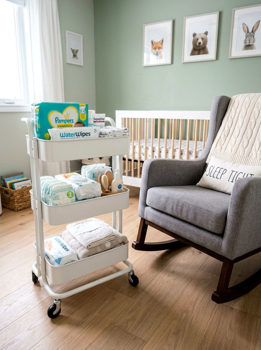Rolling Utility Cart - 30 nursery storage ideas