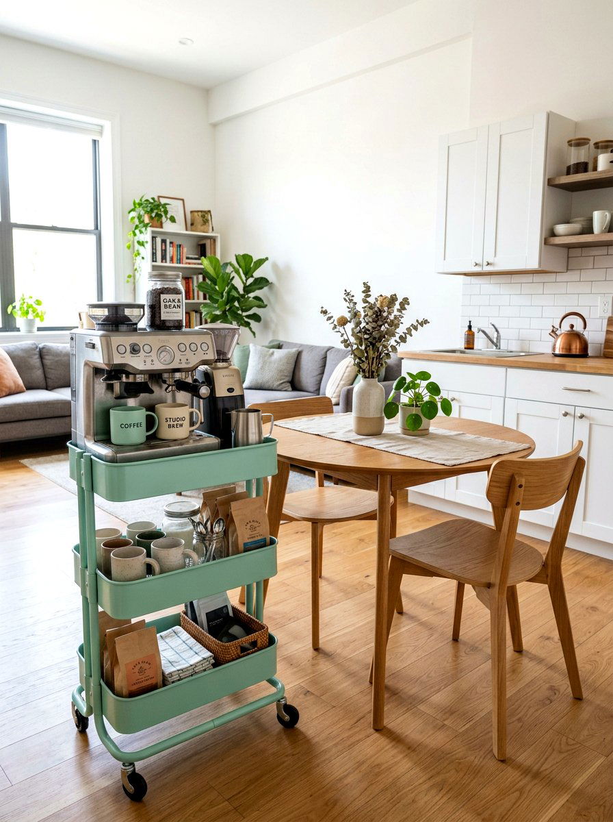 Rolling Utility Cart Storage - 30 studio apartment storage ideas