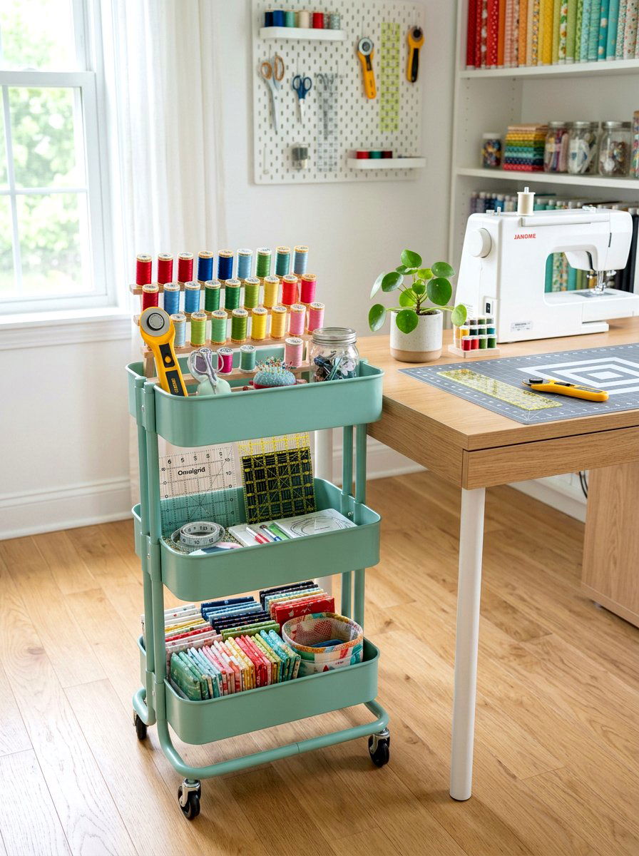 Rolling Utility Cart Storage - 30 quilting room ideas