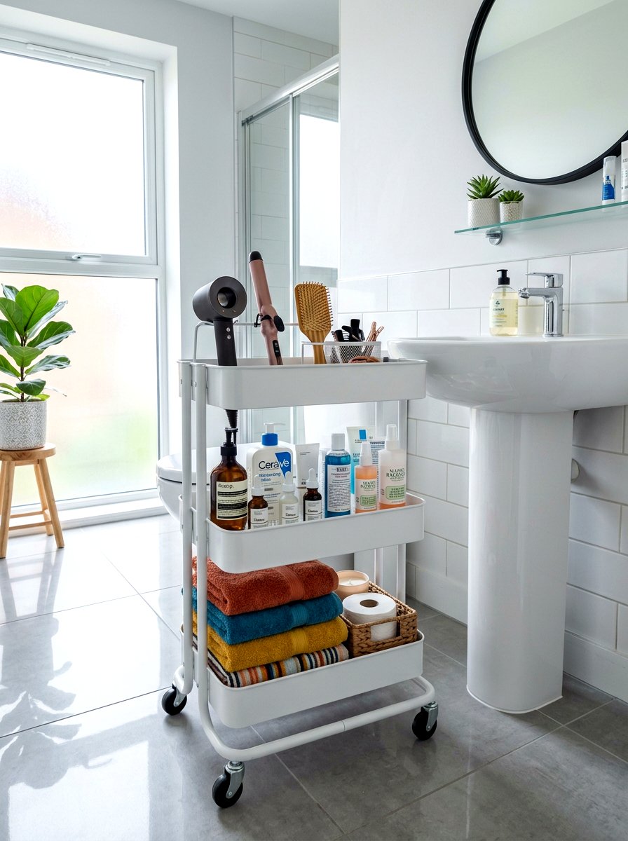 Rolling Utility Cart - 30 bathroom storage ideas