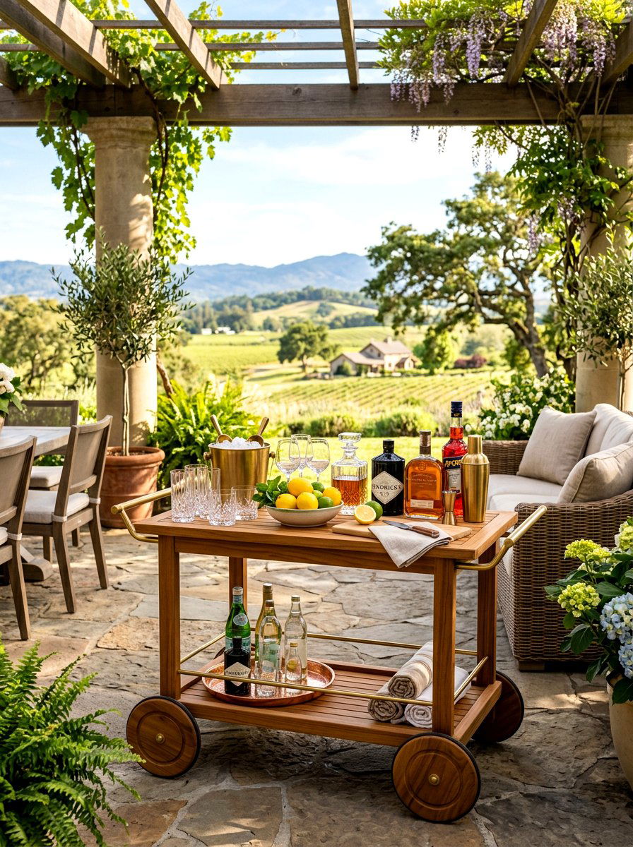 Rolling bar cart - 30 veranda furniture ideas