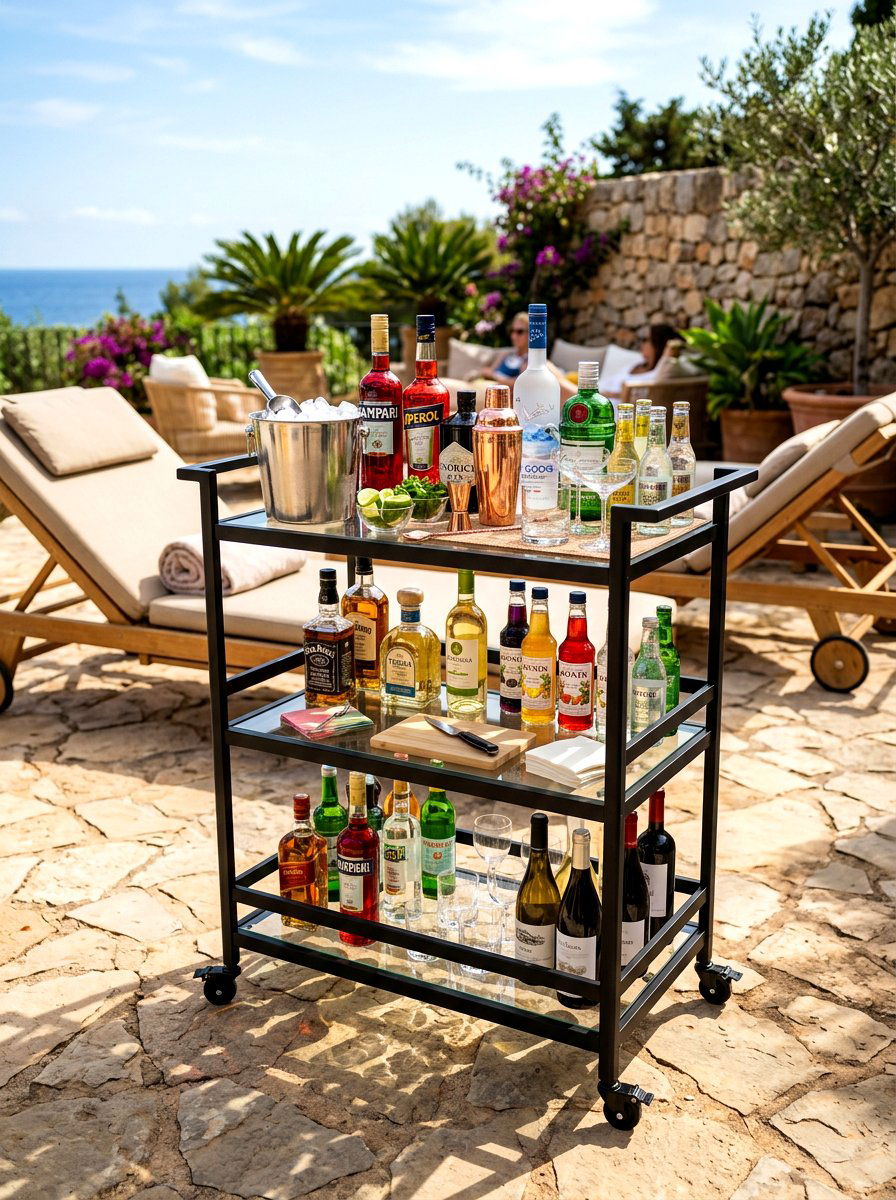 Rolling bar cart - 30 backyard bar ideas