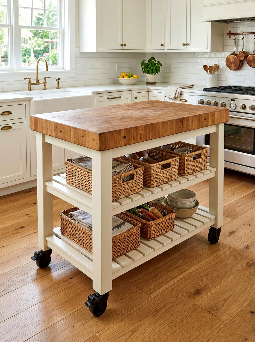 Rolling butcher block kitchen island - 30 movable kitchen island ideas
