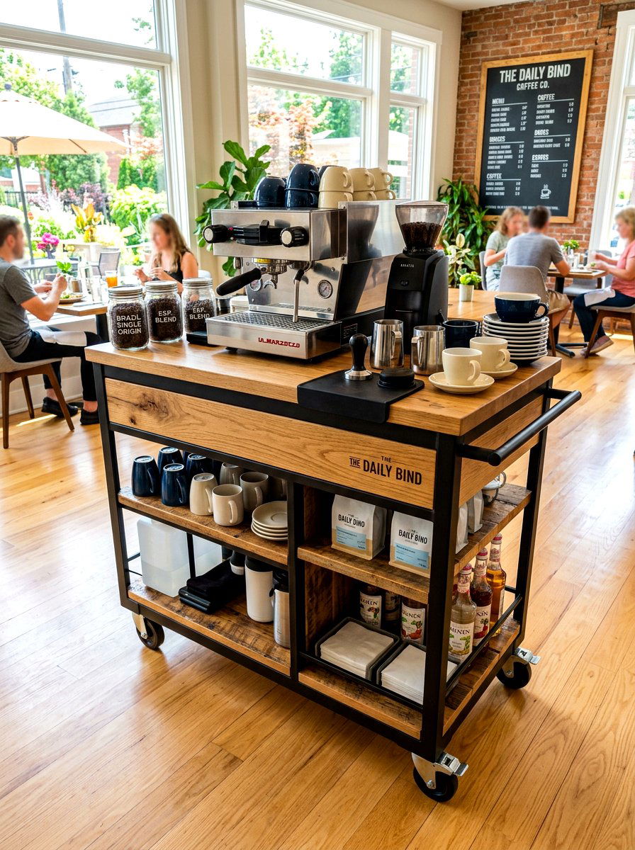 Rolling coffee cart - 30 coffee station ideas