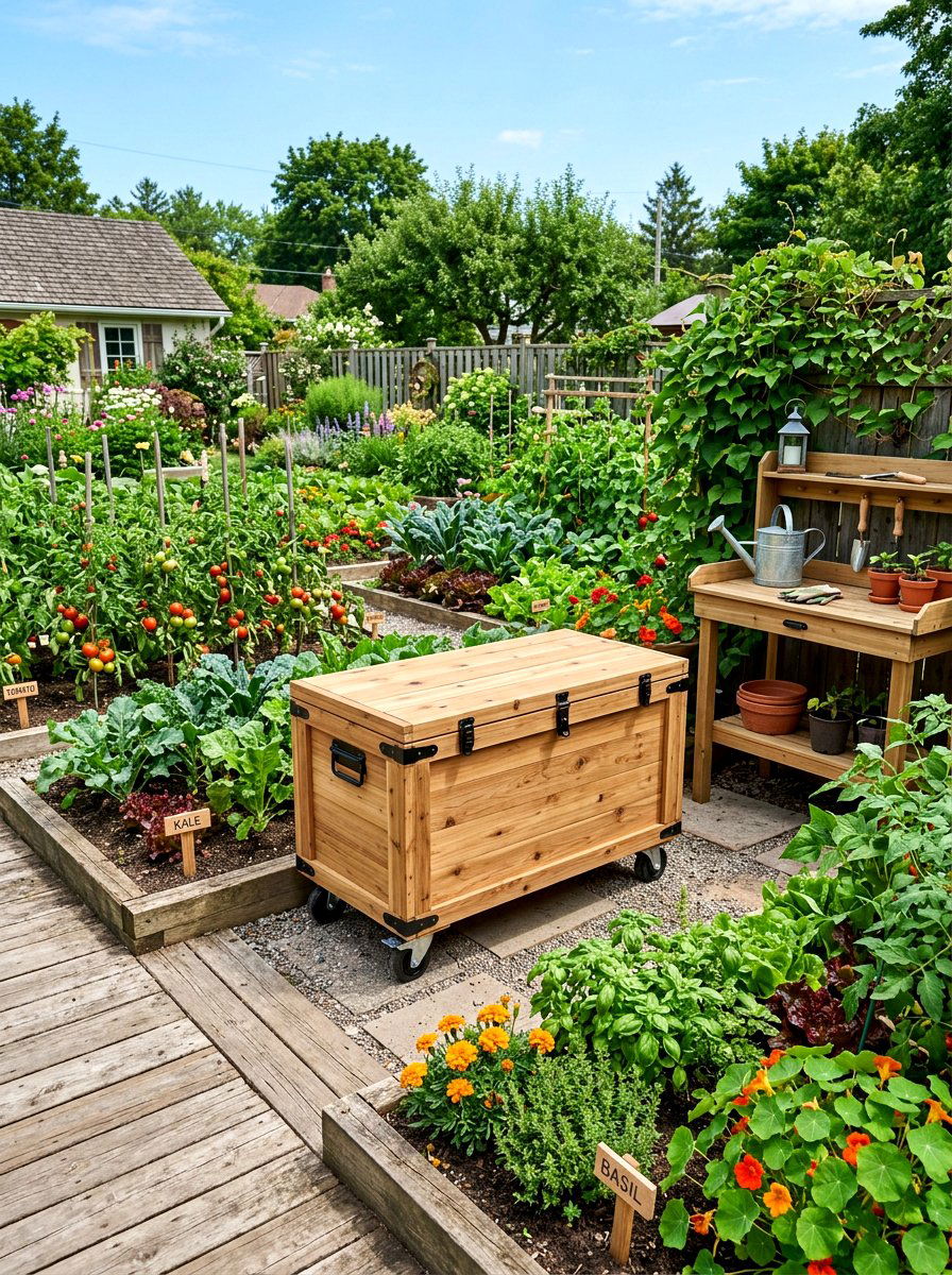 Rolling deck storage box - 30 deck box ideas