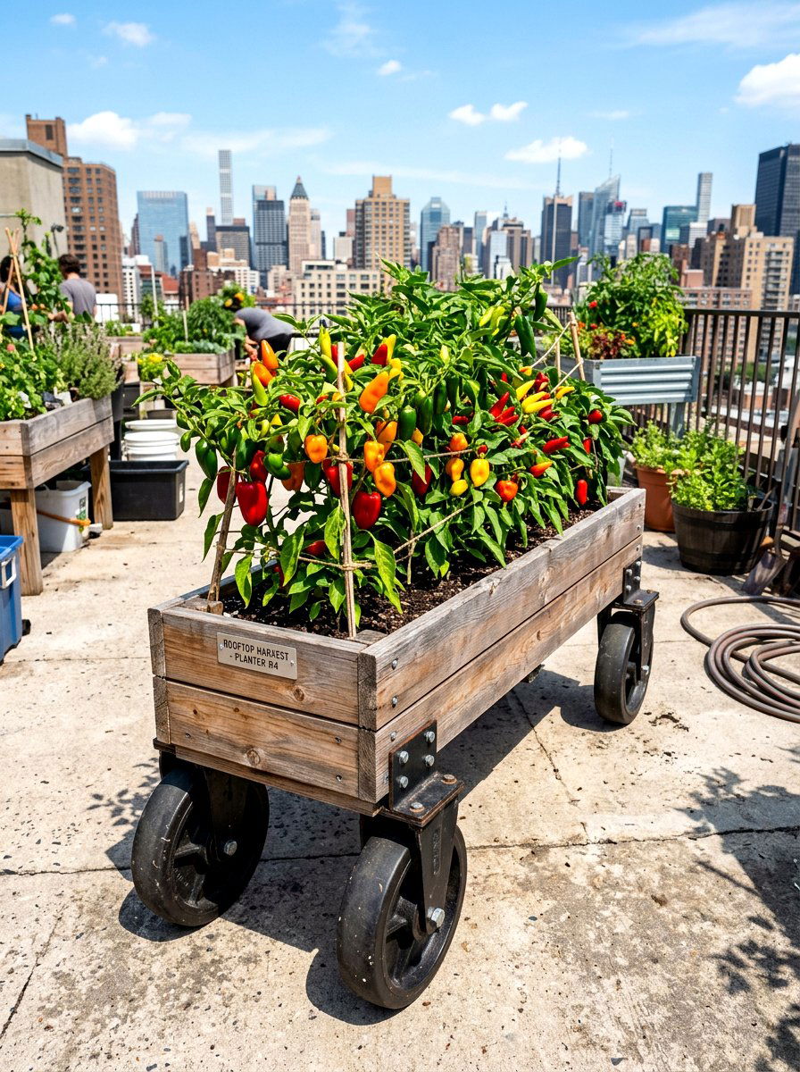 Rolling garden planter - 30 narrow raised bed ideas
