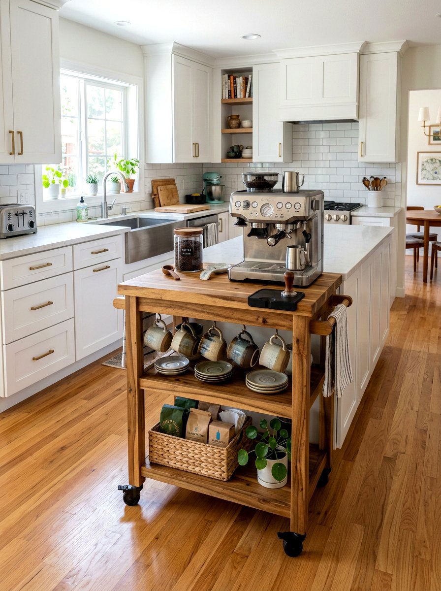 Rolling kitchen cart - 30 renter friendly decor ideas