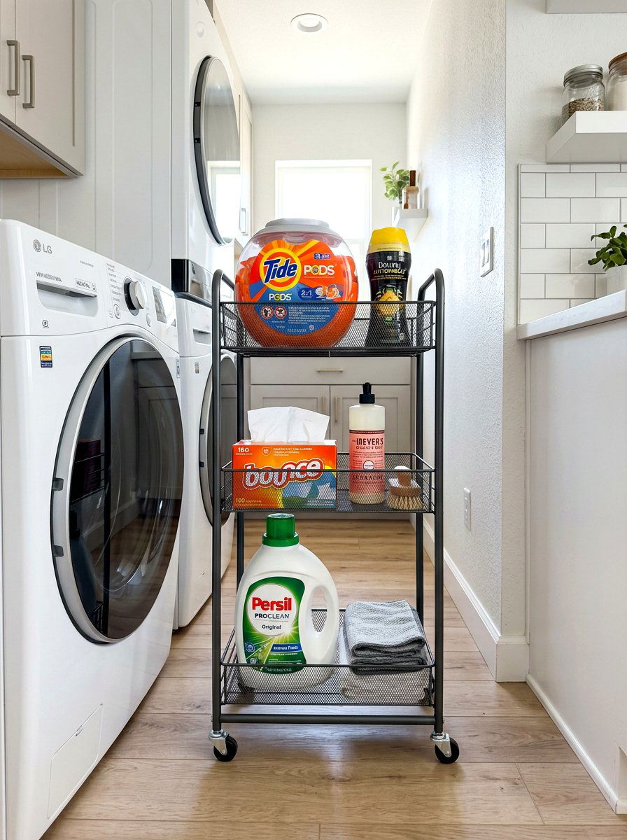 Rolling laundry cart - 30 small laundry room ideas