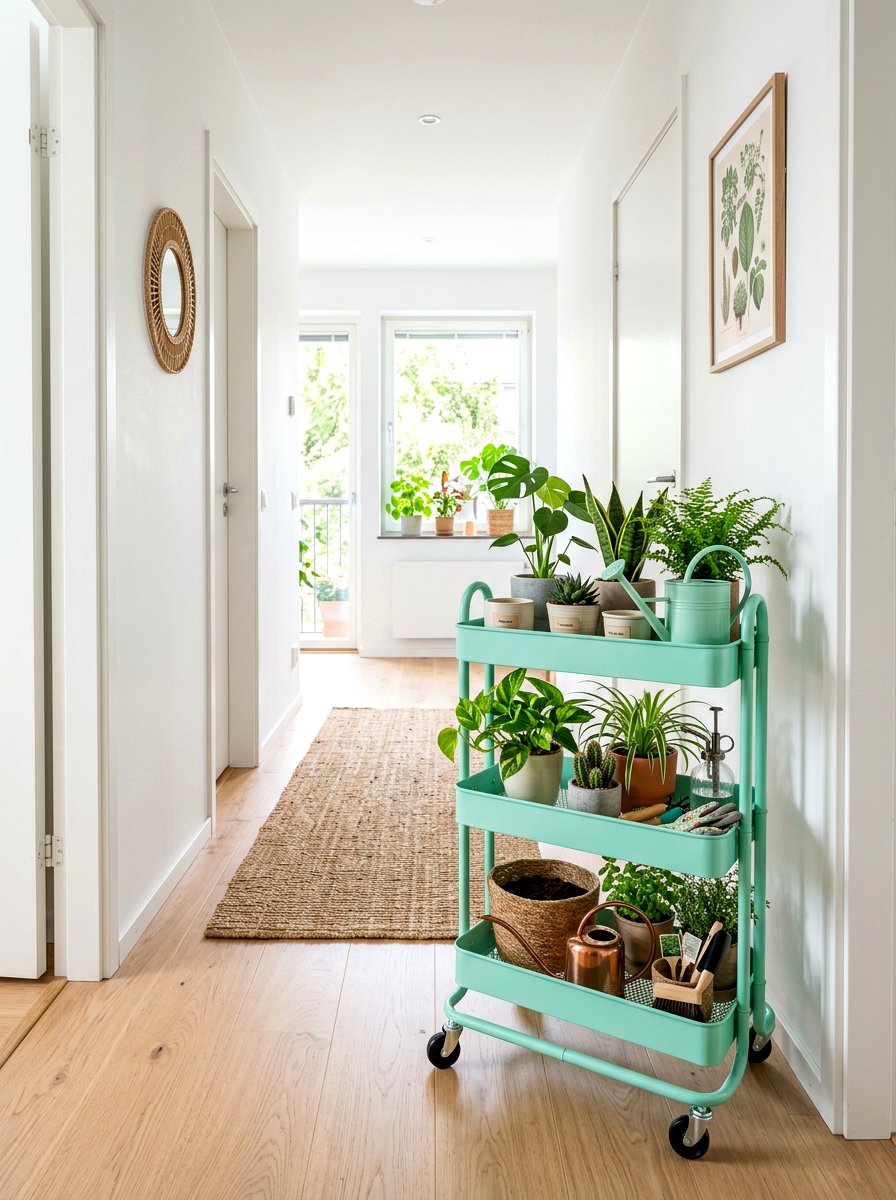 Rolling plant cart vertical - 30 apartment vertical garden ideas